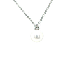 Load image into Gallery viewer, Tiffany &amp; Co. 18ct White Gold Akoya Pearl Diamond Pendant Necklace 2.63g