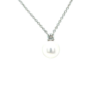 Tiffany & Co. 18ct White Gold Akoya Pearl Diamond Pendant Necklace 2.63g