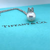 Tiffany & Co. 18ct White Gold Akoya Pearl Diamond Pendant Necklace 2.63g