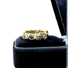 Load image into Gallery viewer, Tiffany &amp; Co Platinum &amp; 18ct Yellow Gold Sixteen Stone Diamond &amp; Sapphire Ring 1.34ct