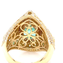 Load image into Gallery viewer, Bespoke 18ct White &amp; Yellow Gold Emerald &amp; Diamond Dress Ring 6.68ct