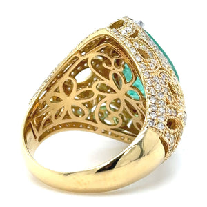 Bespoke 18ct White & Yellow Gold Emerald & Diamond Dress Ring 6.68ct