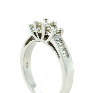 Bespoke 18ct White Gold Diamond Trilogy Ring 1.00ct