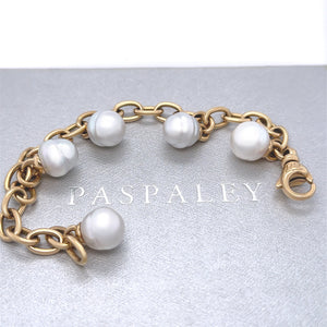 Paspaley 18ct Yellow Gold White South Sea Pearl Bracelet 37.5g