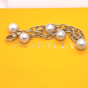 Paspaley 18ct Yellow Gold White South Sea Pearl Bracelet 37.5g