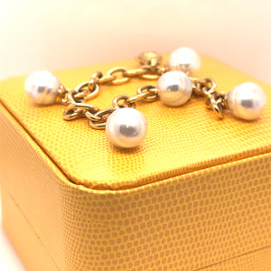 Paspaley 18ct Yellow Gold White South Sea Pearl Bracelet 37.5g