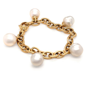 Paspaley 18ct Yellow Gold White South Sea Pearl Bracelet 37.5g