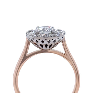 Bespoke 18ct Rose Gold Diamond Cluster Engagement Ring 1.45ct