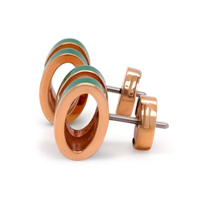 Hermès Rose Gold-Plated Pop H Earrings with Green Malachite Lacquer