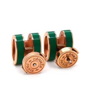 Hermès Rose Gold-Plated Pop H Earrings with Green Malachite Lacquer