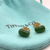 Tiffany & Co Elsa Peretti 18ct Yellow Gold Green Jade Bean Stud Earrings 2.14g