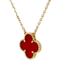 Load image into Gallery viewer, Van Cleef &amp; Arpels 18ct Yellow Gold Vintage Alhambra Carnelian Necklace 5g