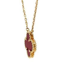 Load image into Gallery viewer, Van Cleef &amp; Arpels 18ct Yellow Gold Vintage Alhambra Carnelian Necklace 5g