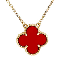 Load image into Gallery viewer, Van Cleef &amp; Arpels 18ct Yellow Gold Vintage Alhambra Carnelian Necklace 5g