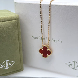 Van Cleef & Arpels 18ct Yellow Gold Vintage Alhambra Carnelian Necklace 5g