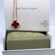 Load image into Gallery viewer, Van Cleef &amp; Arpels 18ct Yellow Gold Vintage Alhambra Carnelian Necklace 5g