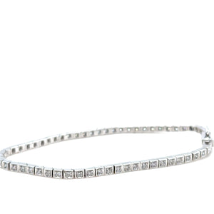 Bespoke 10ct White Gold Diamond Tennis Bracelet 1.18ct