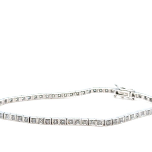 Bespoke 10ct White Gold Diamond Tennis Bracelet 1.18ct