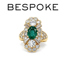 Load image into Gallery viewer, Bespoke 18ct Yellow Gold Zambian Emerald &amp; Diamond Ring 5.41ct