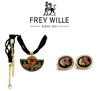 Frey Wille Alphonse Mucha Libussa Coral Set – Earrings & Pendant with Black Strand Necklace