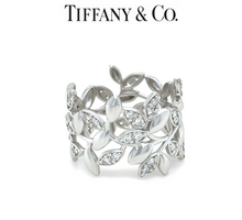 Load image into Gallery viewer, Tiffany &amp; Co 18ct White Gold Olive Leaf Diamond Ring 0.46ct 7.7g