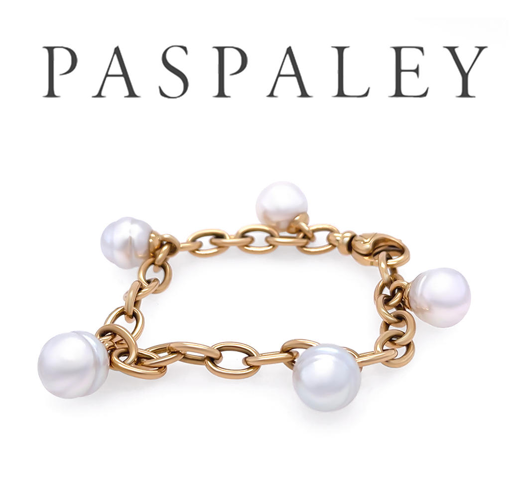 Paspaley 18ct Yellow Gold White South Sea Pearl Bracelet 37.5g