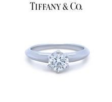 Load image into Gallery viewer, Tiffany &amp; Co Platinum Diamond Solitaire Ring 0.58ct