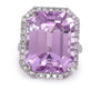 Bespoke 14ct White Gold Kunzite & Diamond Cocktail Ring 26.6ct