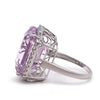 Bespoke 14ct White Gold Kunzite & Diamond Cocktail Ring 26.6ct