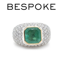 Load image into Gallery viewer, 14ct White and Yellow Gold Emerald and Diamond Cocktail Ring 7.78ct