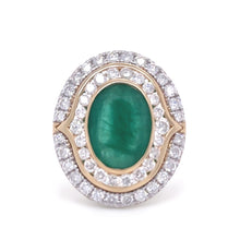 Load image into Gallery viewer, 14ct Yellow Gold Emerald and Diamond Cocktail Ring 5.23ct