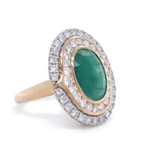 Load image into Gallery viewer, 14ct Yellow Gold Emerald and Diamond Cocktail Ring 5.23ct