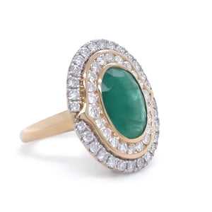 14ct Yellow Gold Emerald and Diamond Cocktail Ring 5.23ct