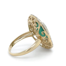 Load image into Gallery viewer, 14ct Yellow Gold Emerald and Diamond Cocktail Ring 5.23ct