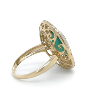 14ct Yellow Gold Emerald and Diamond Cocktail Ring 5.23ct