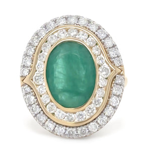 14ct Yellow Gold Emerald and Diamond Cocktail Ring 5.23ct