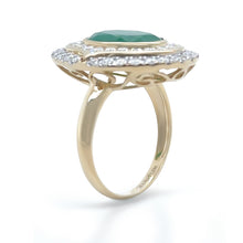 Load image into Gallery viewer, 14ct Yellow Gold Emerald and Diamond Cocktail Ring 5.23ct