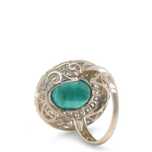 Load image into Gallery viewer, 14ct Yellow Gold Emerald and Diamond Cocktail Ring 5.23ct