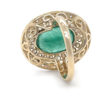 Load image into Gallery viewer, 14ct Yellow Gold Emerald and Diamond Cocktail Ring 5.23ct