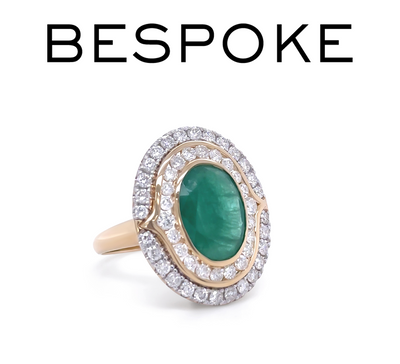 14ct Yellow Gold Emerald and Diamond Cocktail Ring 5.23ct